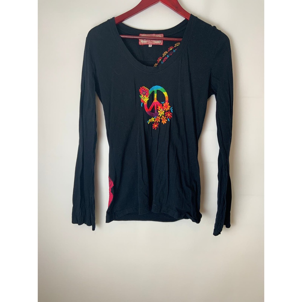 Johnny Was JWLA Peace Sign Back Top S Small READ